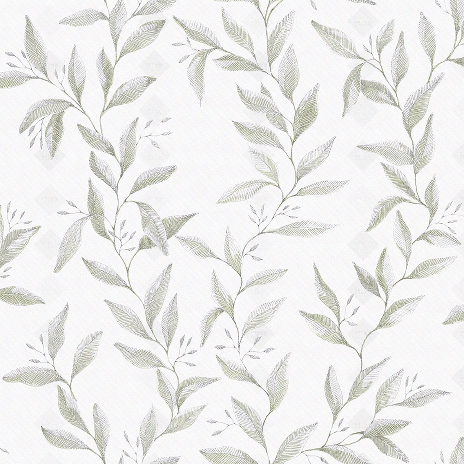 白色树叶印花壁纸贴图下载【ID:1112939530】