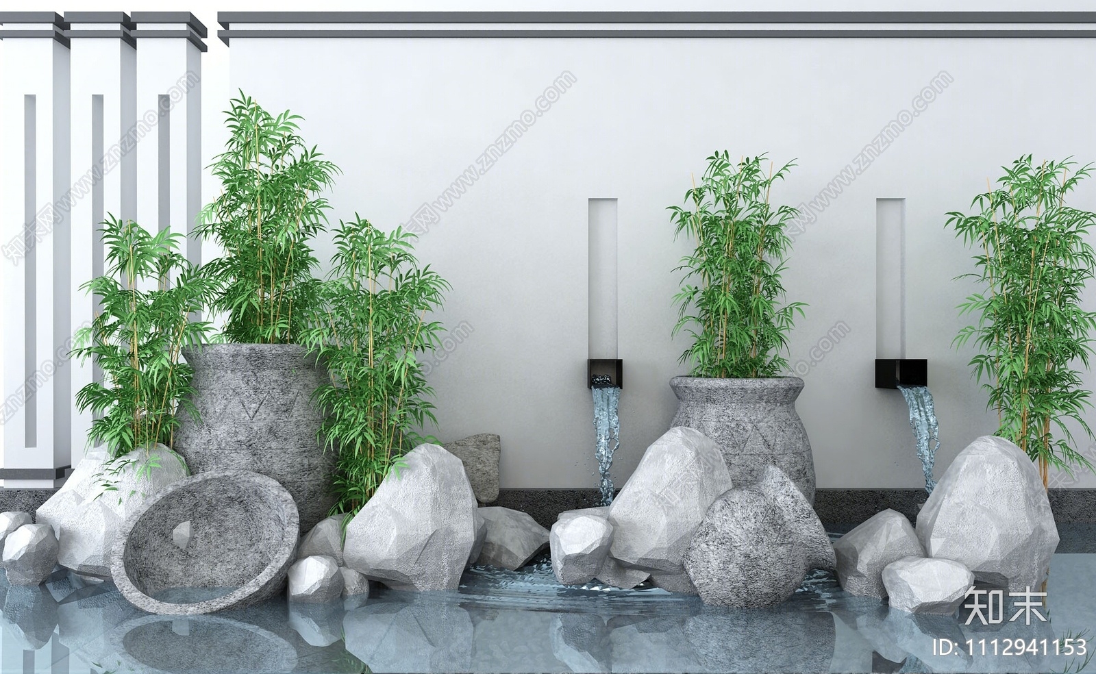 新中式假山水景3D模型下载【ID:1112941153】