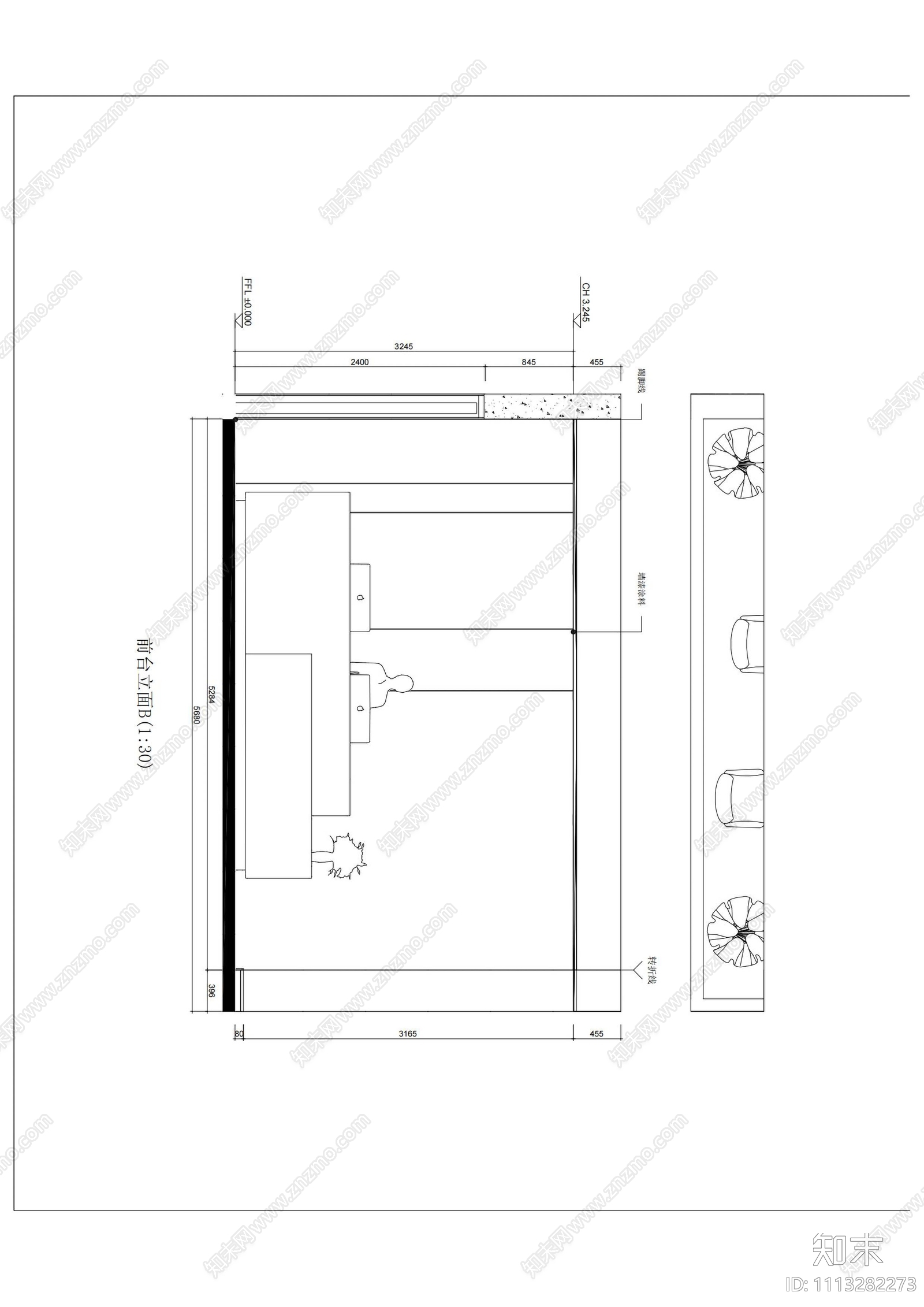 现代简约办公室空间设计cad施工图下载【ID:1113282273】