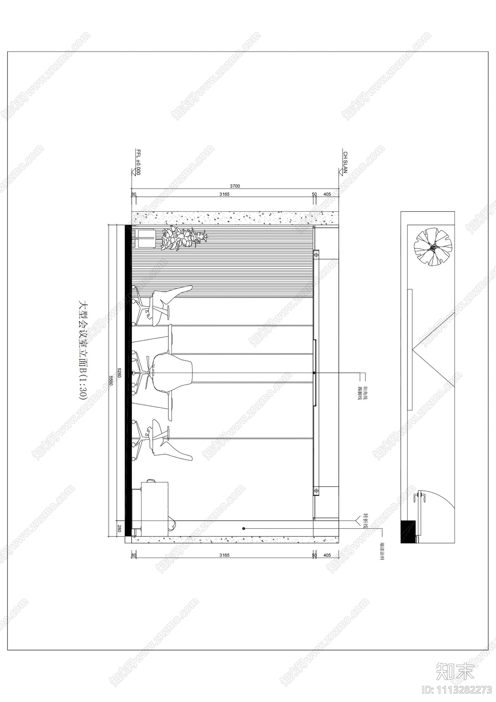 现代简约办公室空间设计cad施工图下载【ID:1113282273】