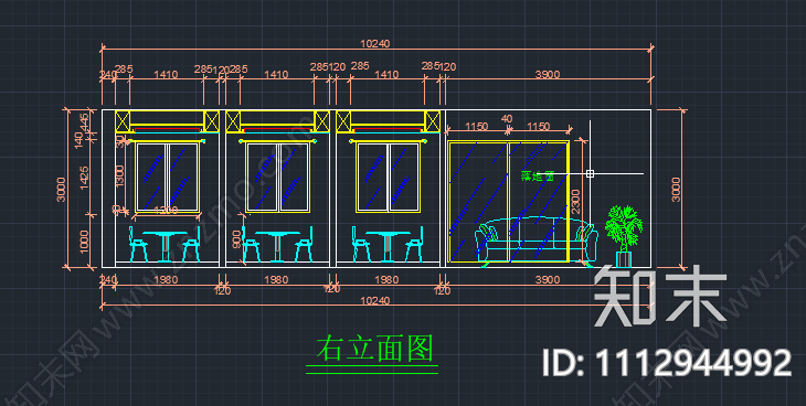 新中式餐厅cad施工图下载【ID:1112944992】