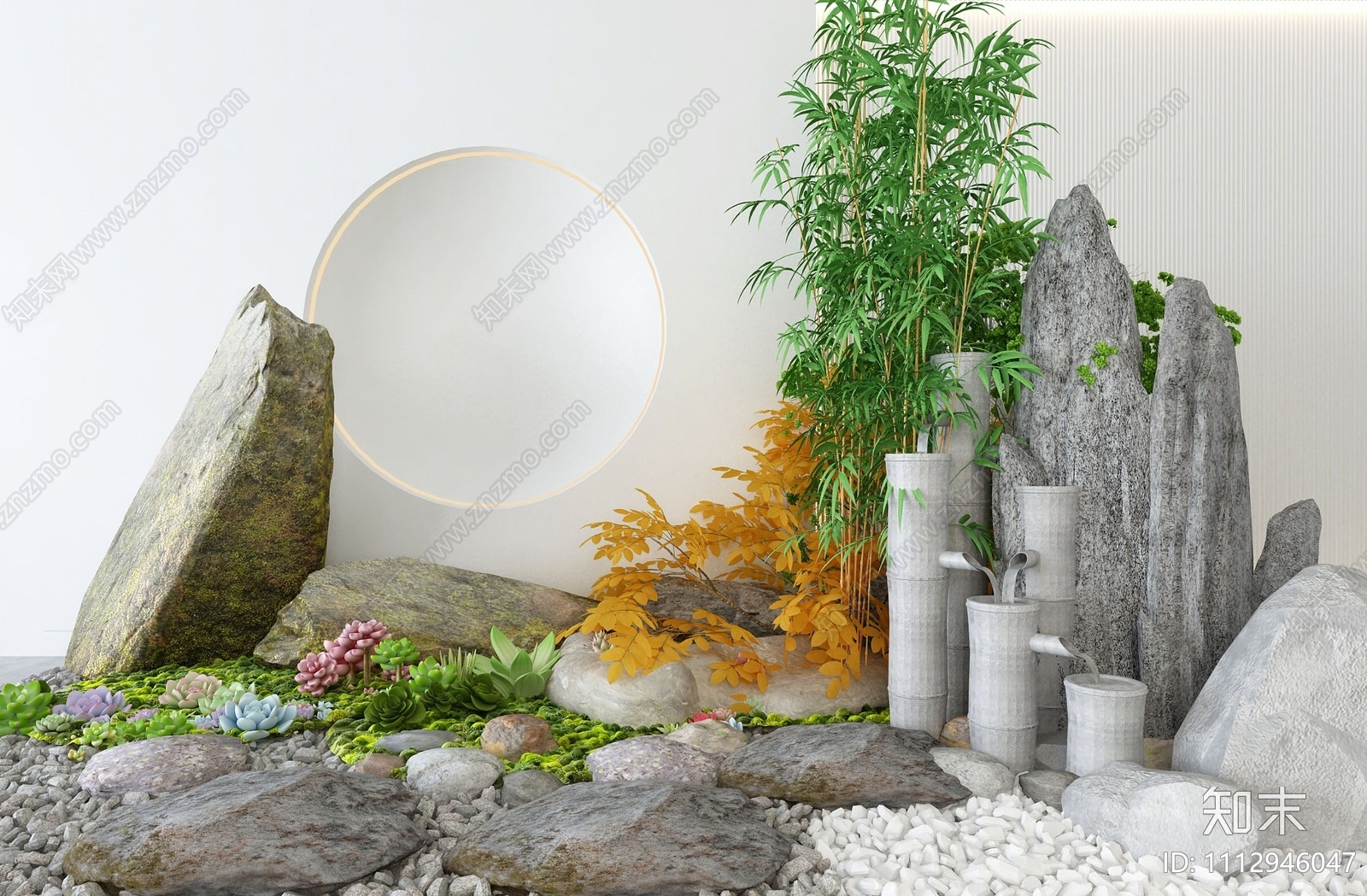 新中式假山水景3D模型下载【ID:1112946047】