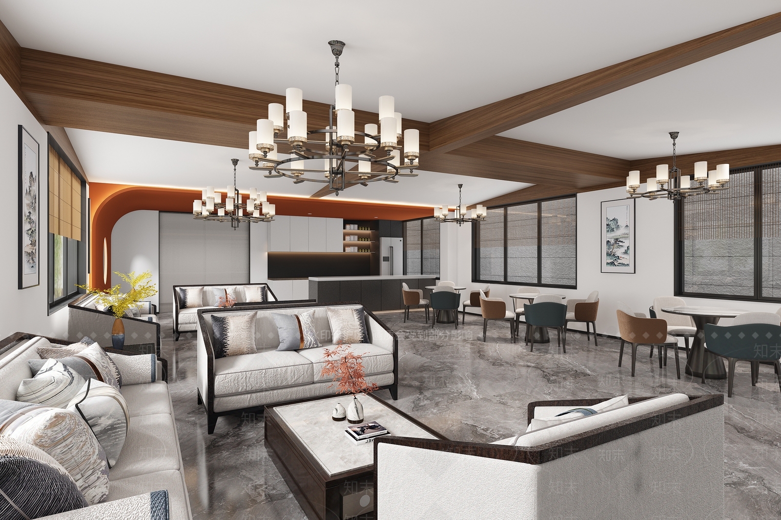 新中式会客厅3D模型下载【ID:1112946938】
