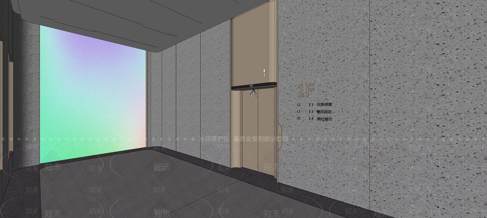 现代电梯厅SU模型下载【ID:1112947281】