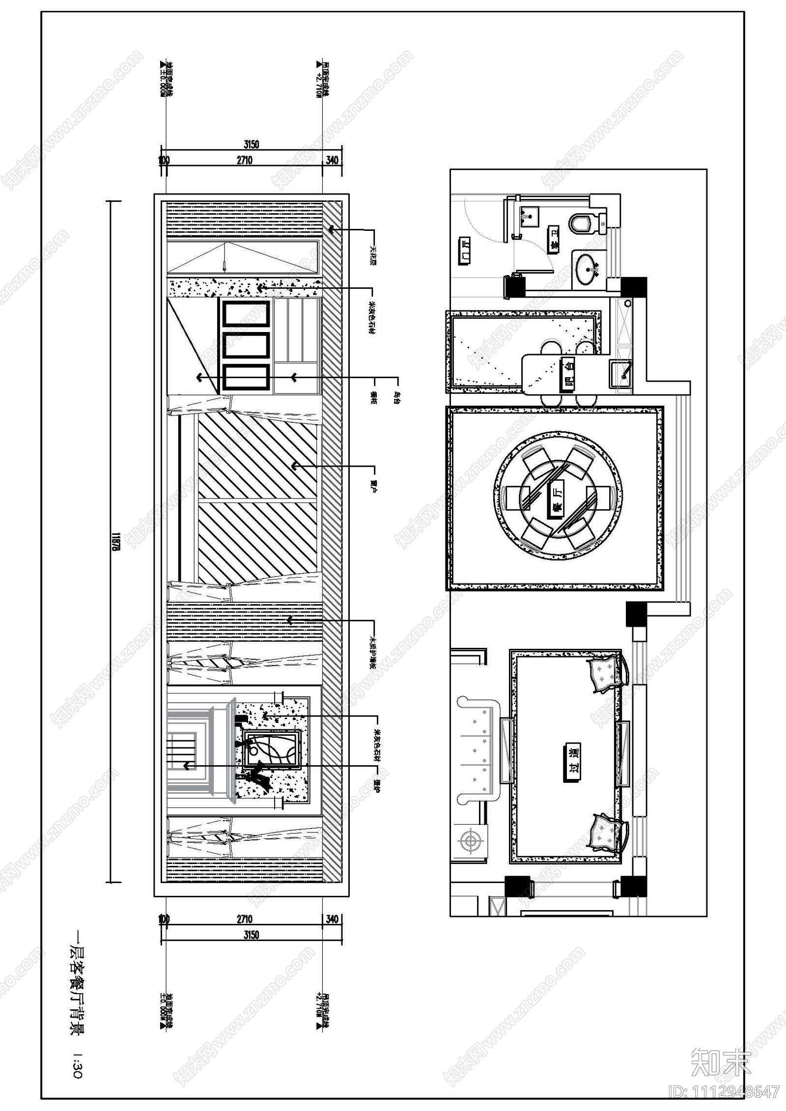 欧式古典别墅施工图cad施工图下载【ID:1112948647】