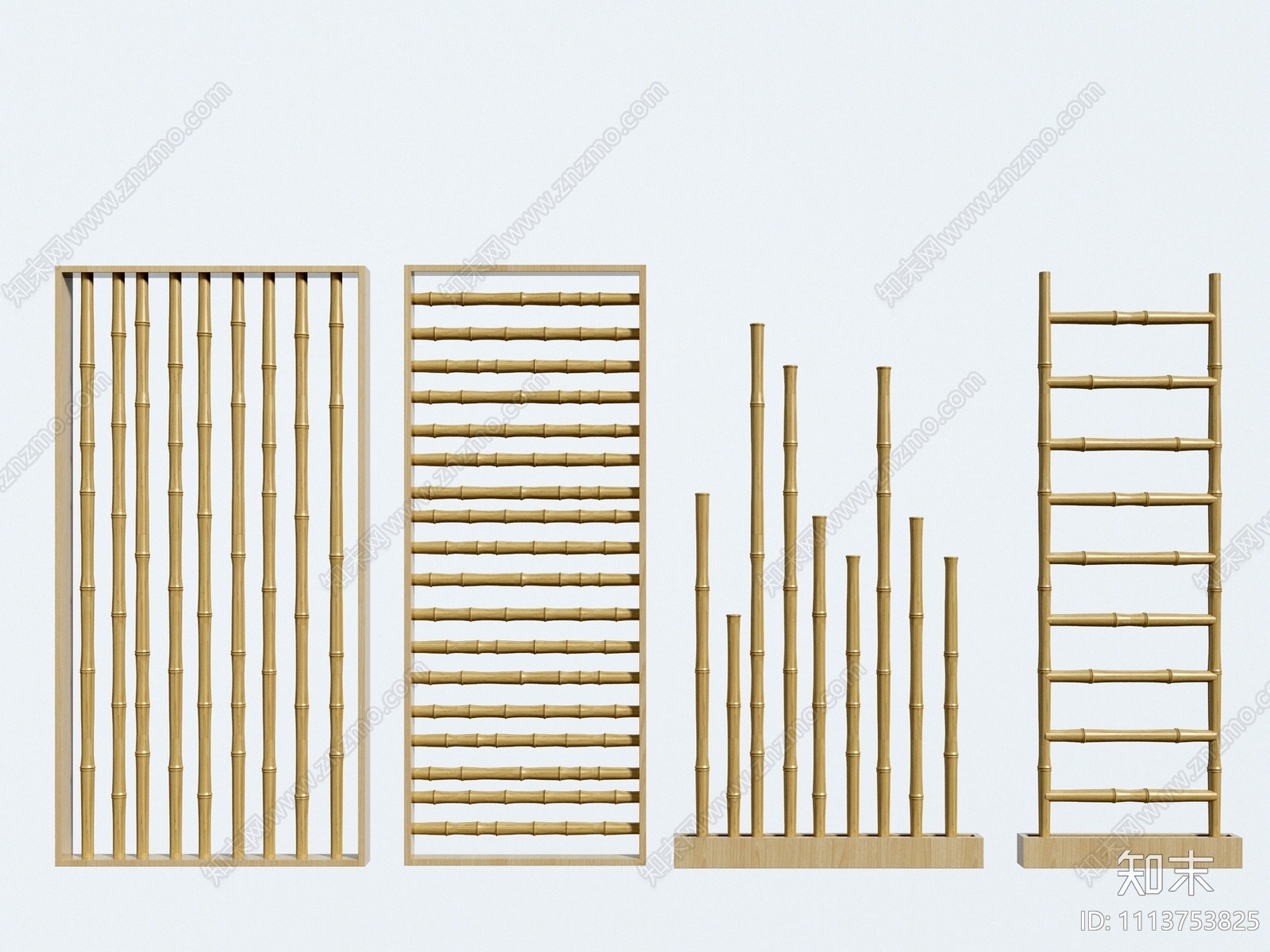 现代竹竿竹子隔断3D模型下载【ID:1113753825】