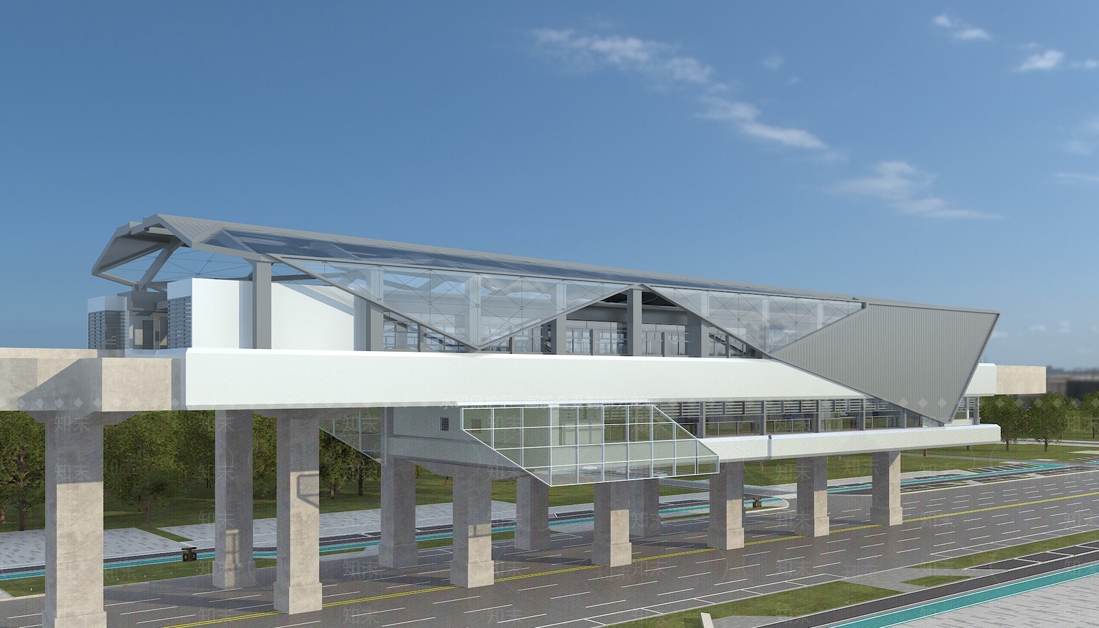 现代轻轨站3D模型下载【ID:1112952214】