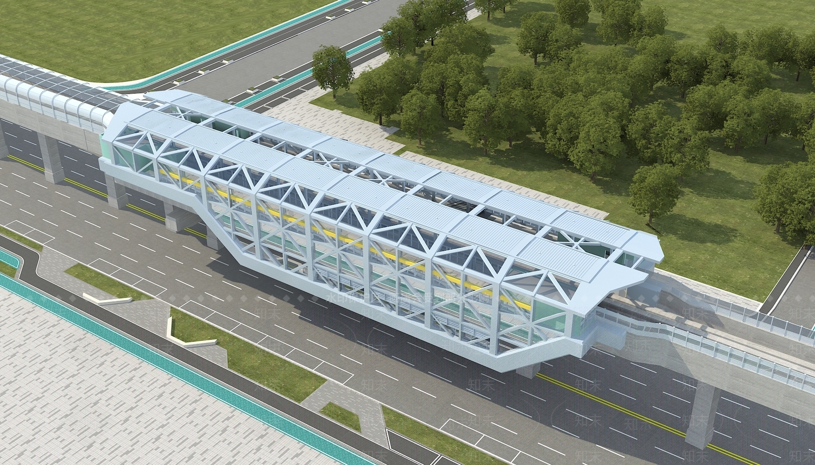 现代轻轨站3D模型下载【ID:1112952363】