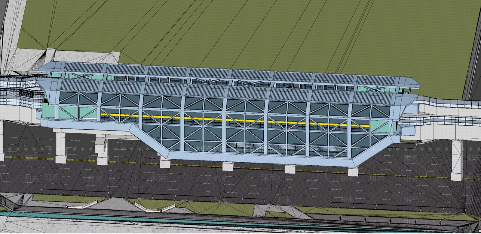 现代轻轨站SU模型下载【ID:1112952496】