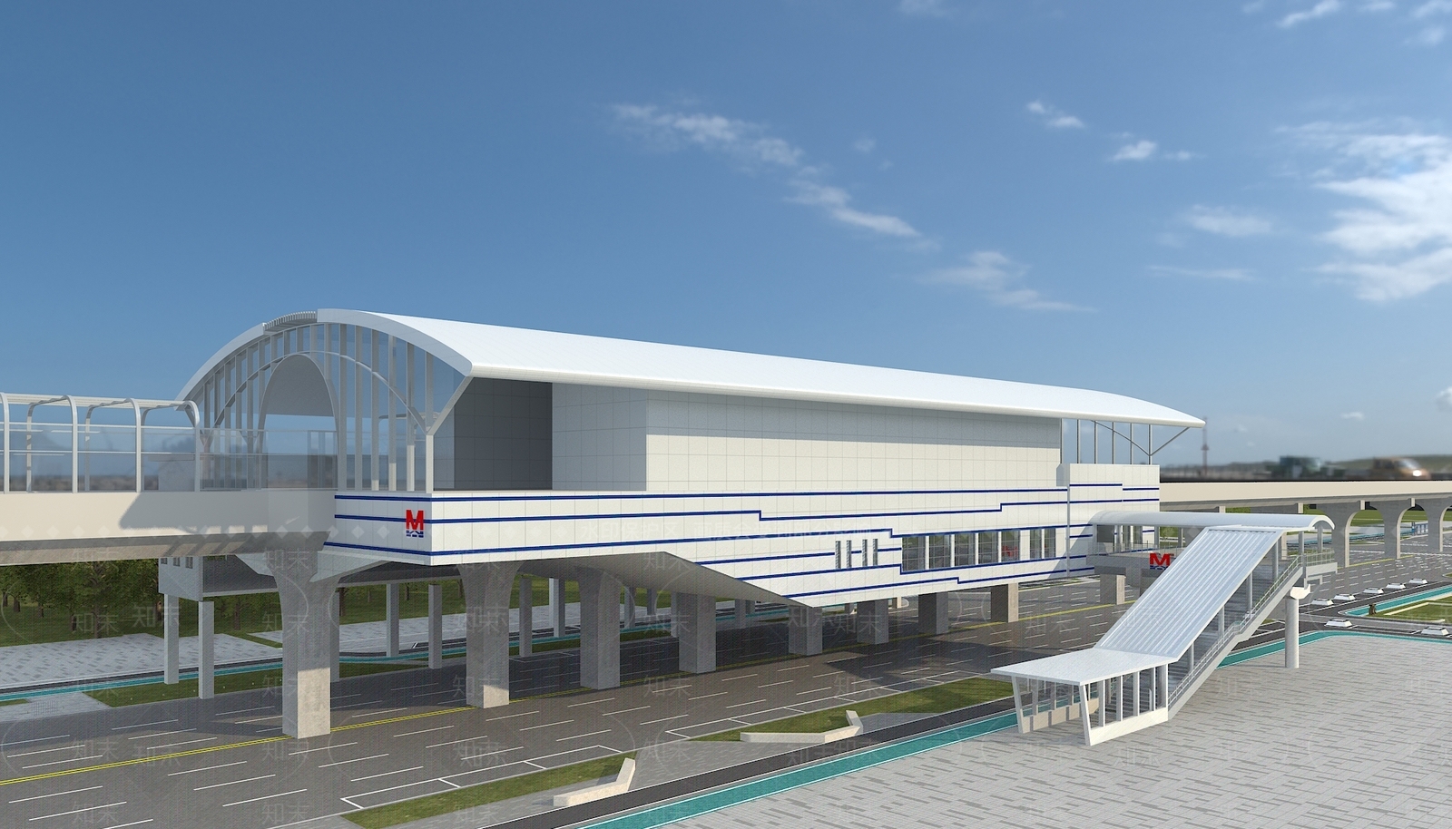 现代轻轨站3D模型下载【ID:1112952631】