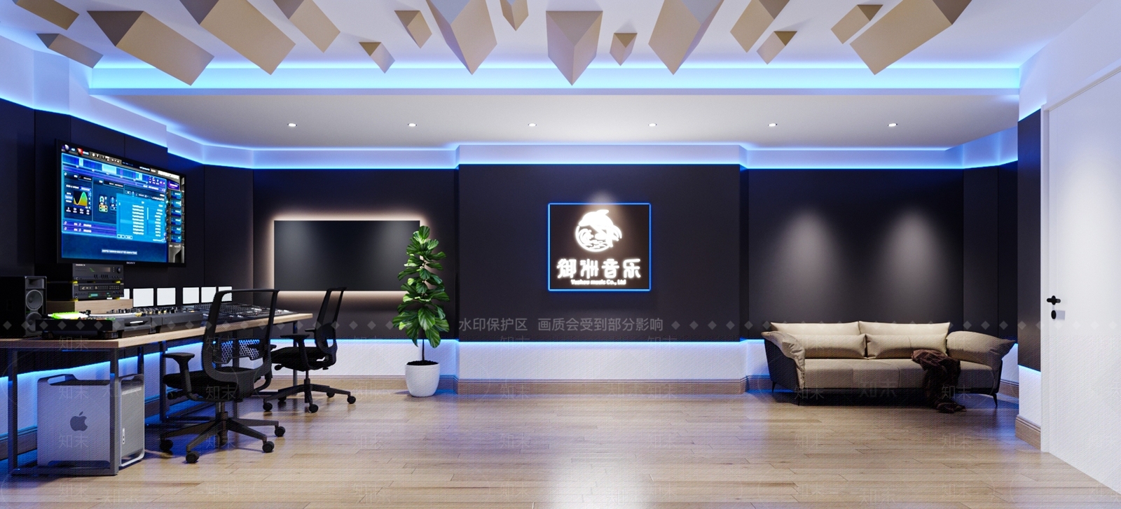 现代录音室空间3D模型下载【ID:1112952673】