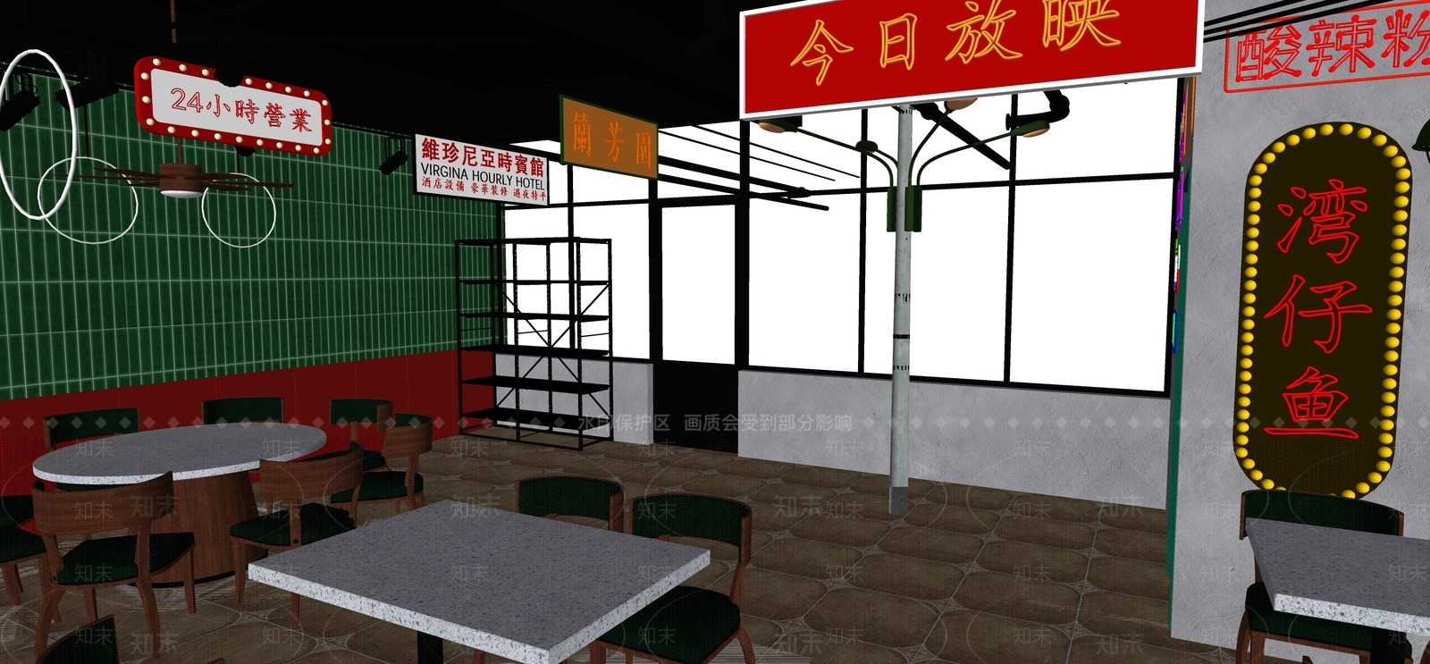 现代港式快餐店SU模型下载【ID:1112954361】