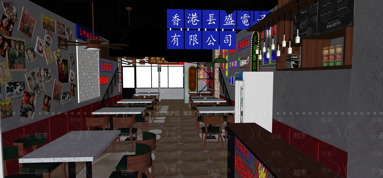 现代港式快餐店SU模型下载【ID:1112954361】