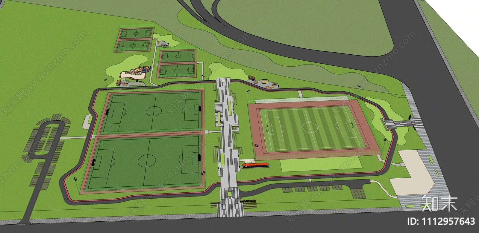 现代足球场SU模型下载【ID:1112957643】