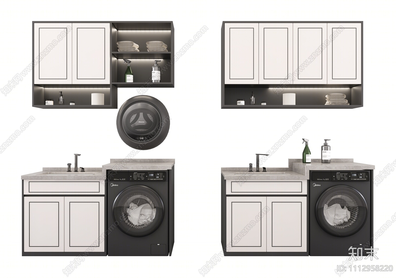新中式洗衣机柜3D模型下载【ID:1112958220】