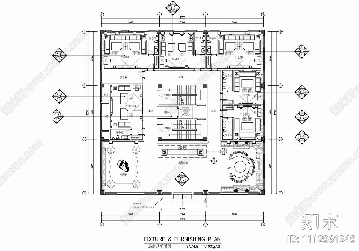 1800㎡KTVCAD施工图cad施工图下载【ID:1112961249】