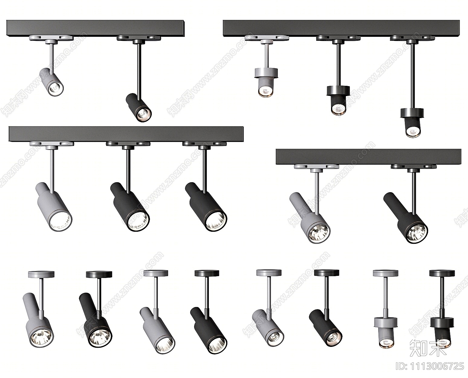现代筒灯射灯组合3D模型下载【ID:1113006725】
