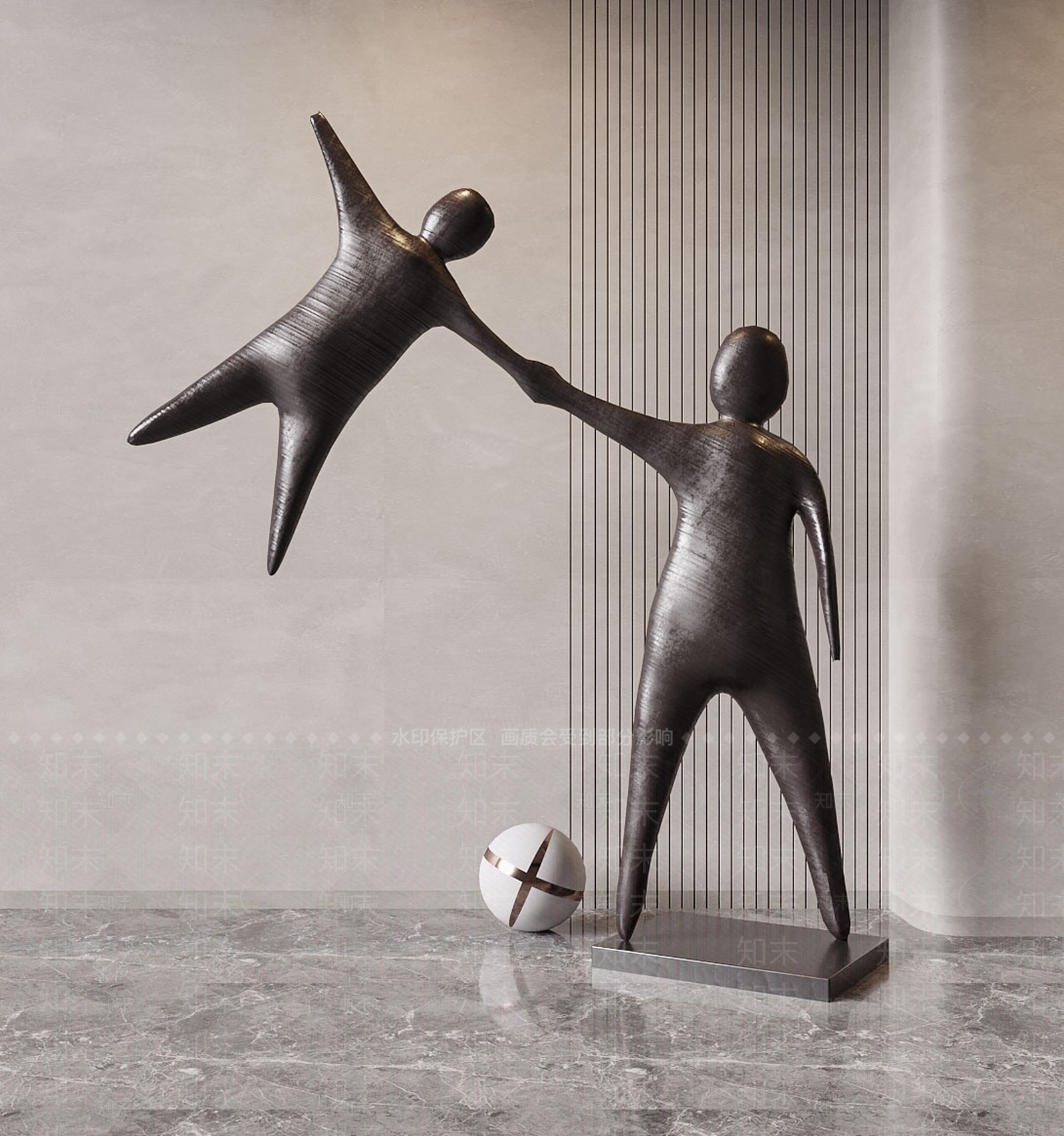 现代创意人形雕塑SU模型下载【ID:1112967502】