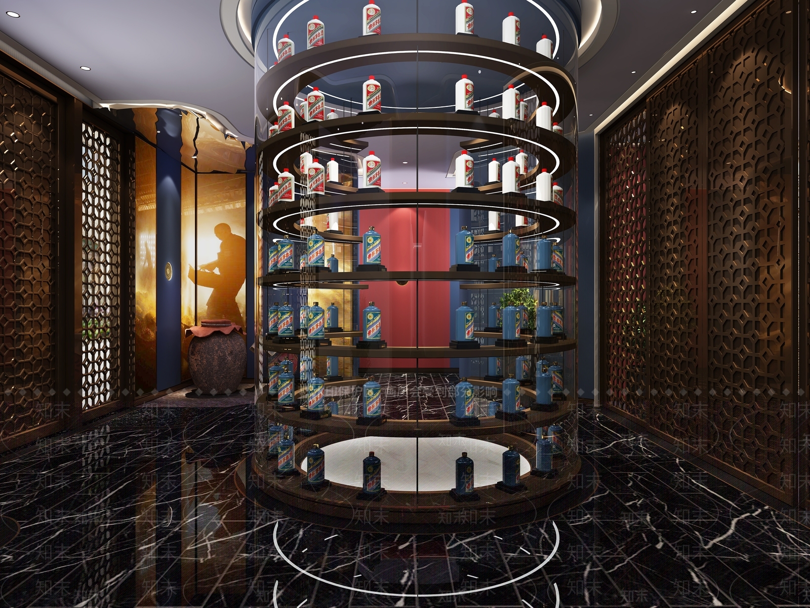 新中式烟酒店3D模型下载【ID:1112973746】