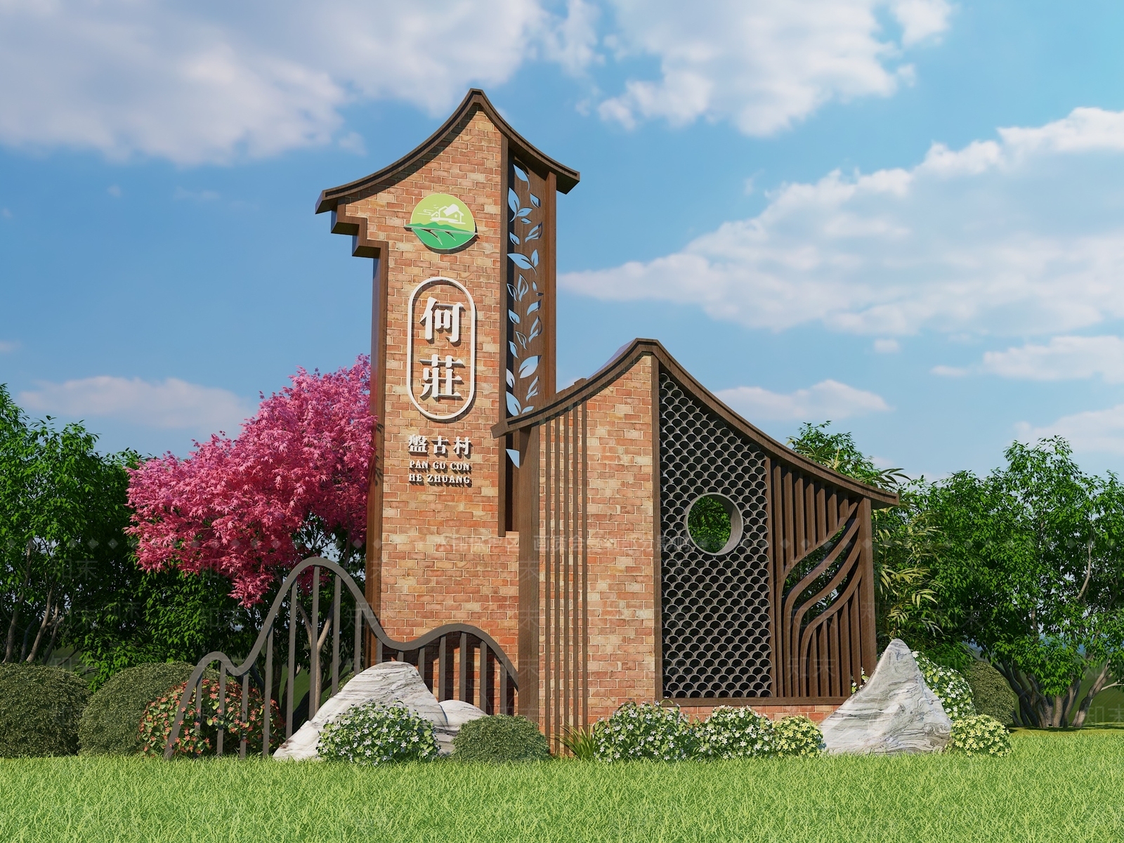 中式乡村标牌导视3D模型下载【ID:1112977846】