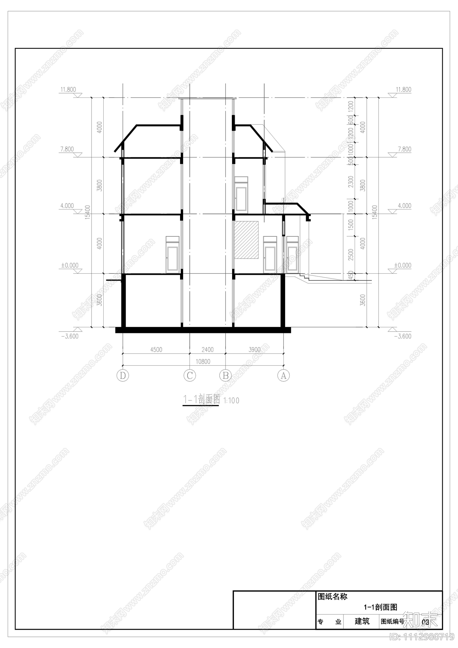 豪华别墅建筑设计cad施工图cad施工图下载【ID:1112980719】