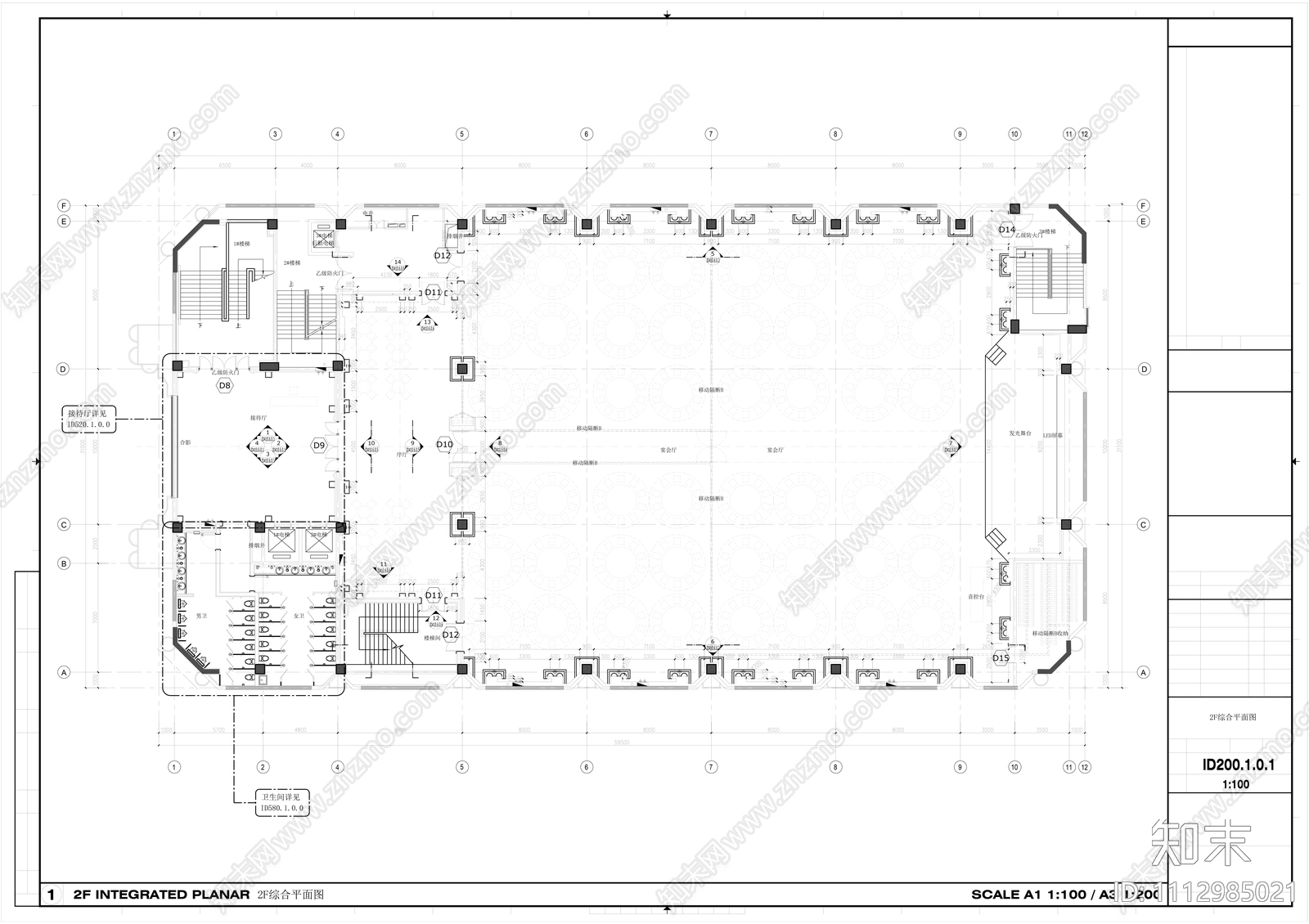 欧式酒店宴会厅室内施工图cad施工图下载【ID:1112985021】