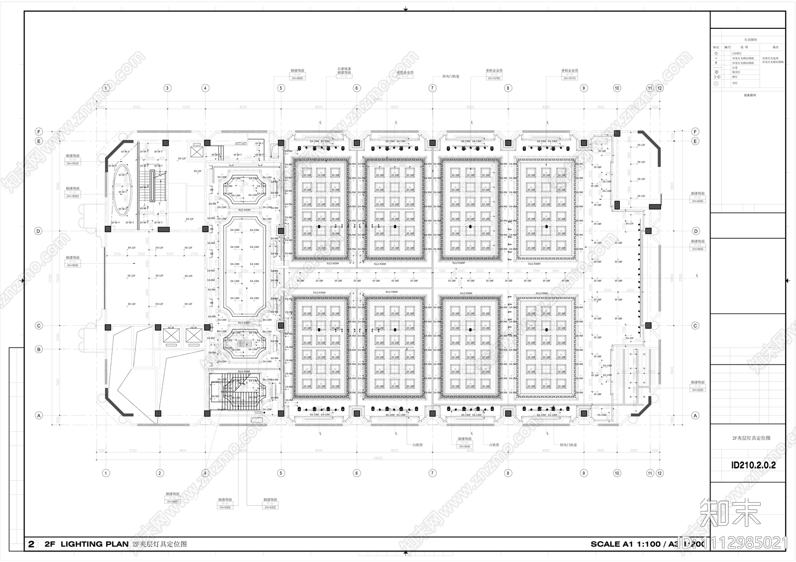 欧式酒店宴会厅室内施工图cad施工图下载【ID:1112985021】