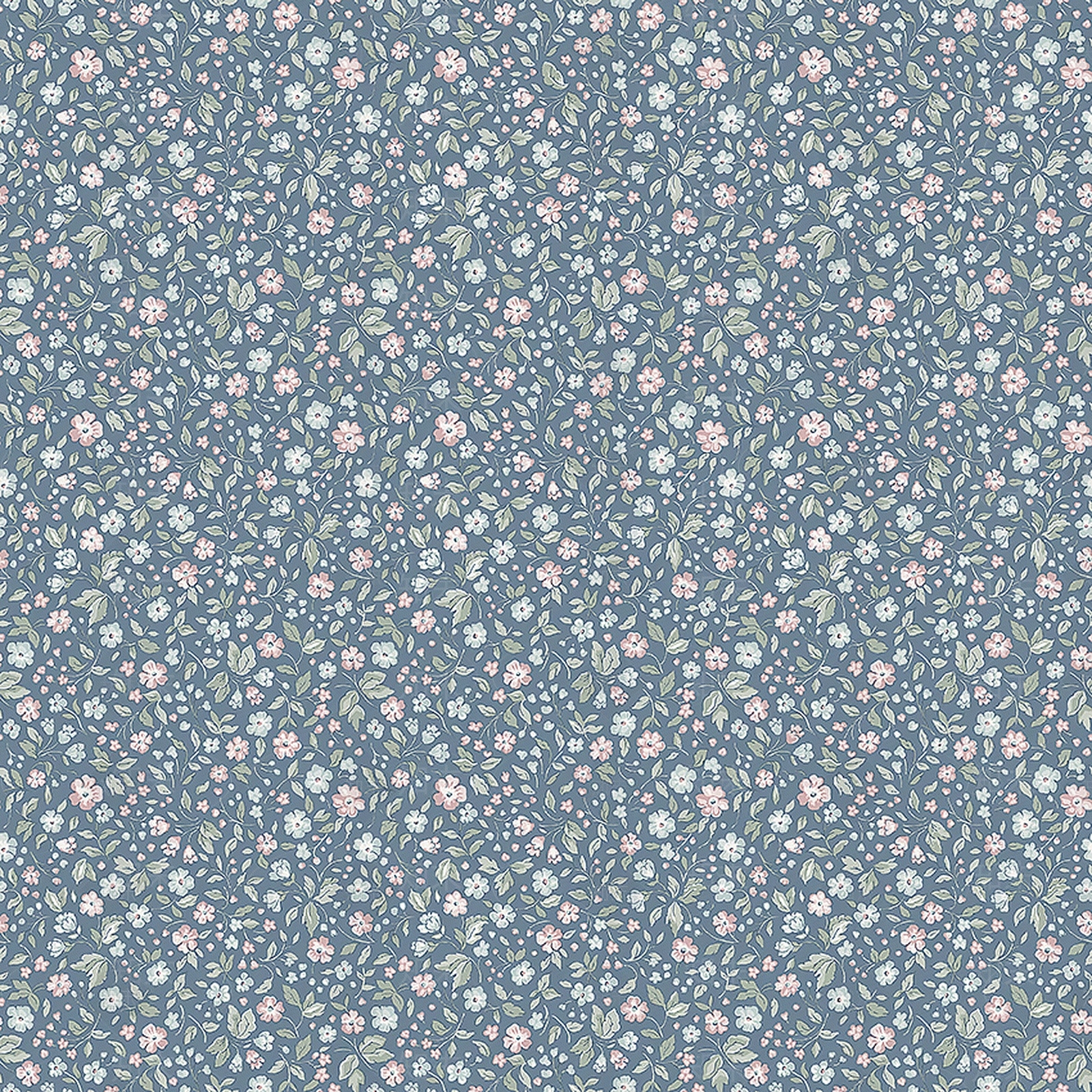 欧式蓝色碎花小花壁纸贴图下载【ID:1112992734】