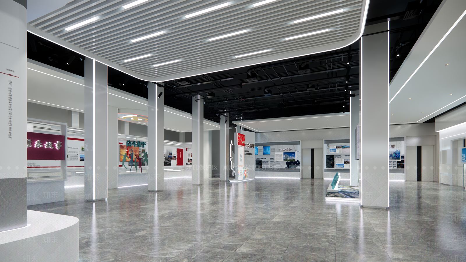 现代简约党建展厅SU模型下载【ID:1114041319】