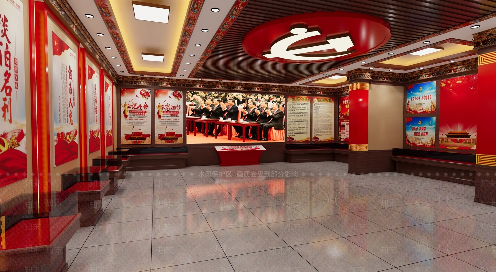 现代党建展厅SU模型下载【ID:1113588790】