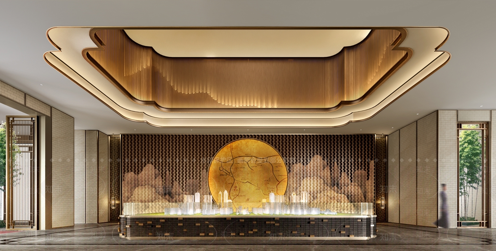 中式售楼处楼盘3D模型下载【ID:1112998266】