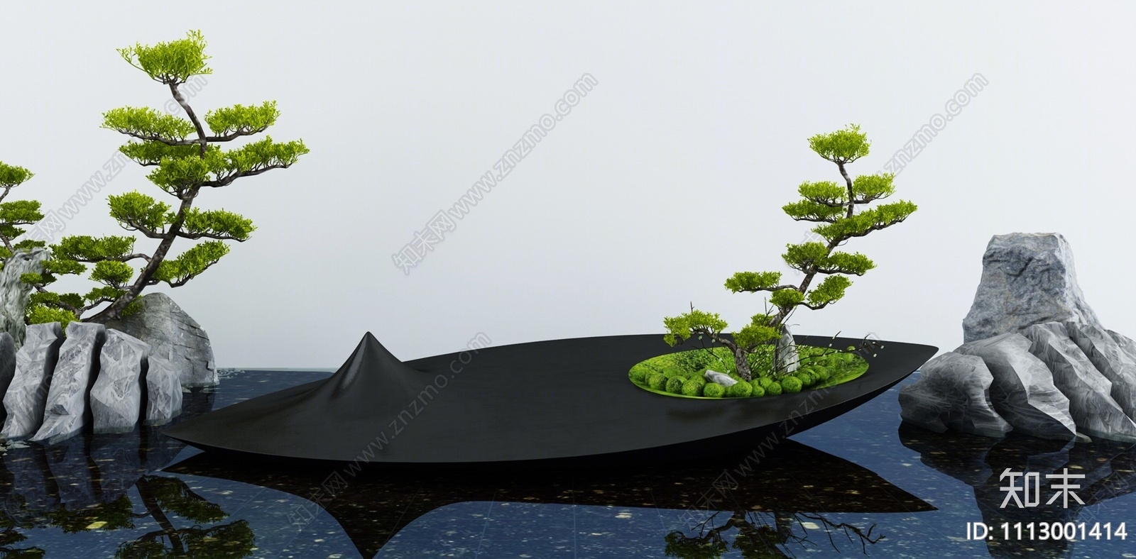 新中式假山水景3D模型下载【ID:1113001414】