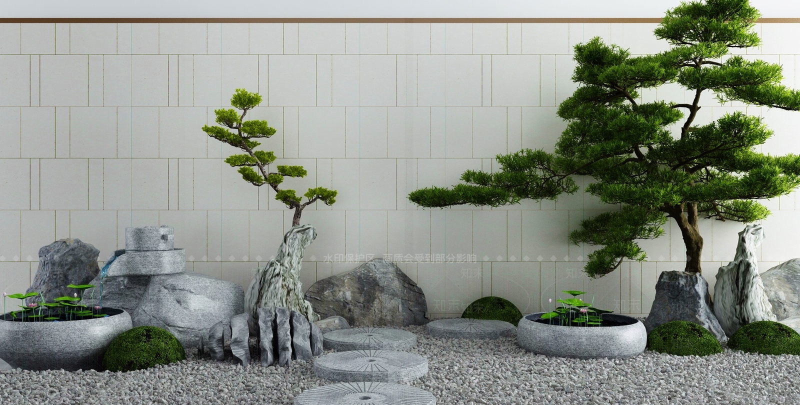 新中式假山水景3D模型下载【ID:1113002171】