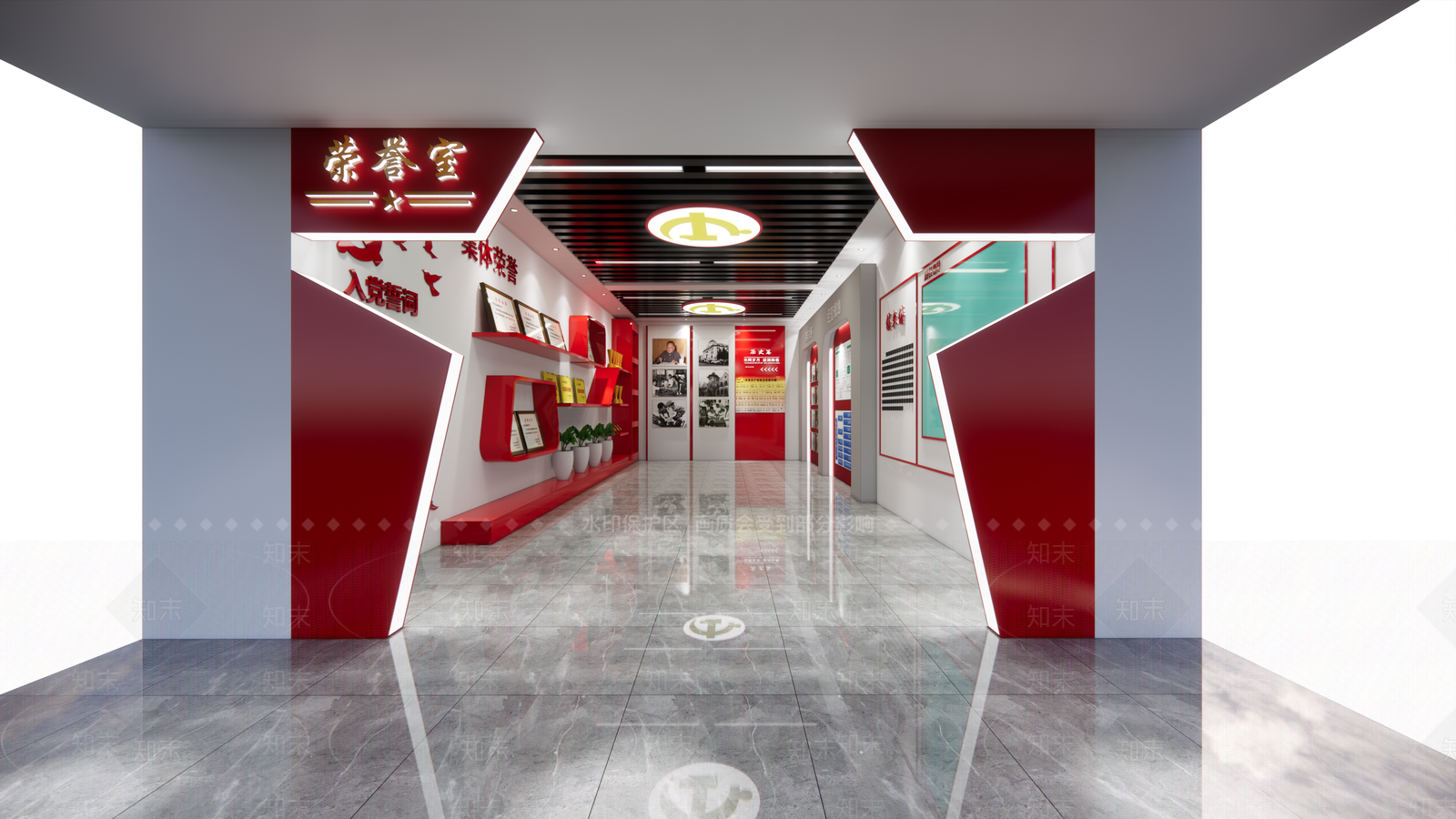 现代党建展厅SU模型下载【ID:1113002779】