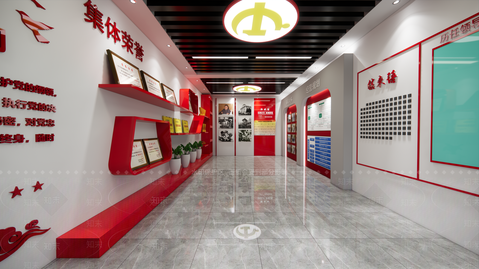 现代党建展厅SU模型下载【ID:1113002779】