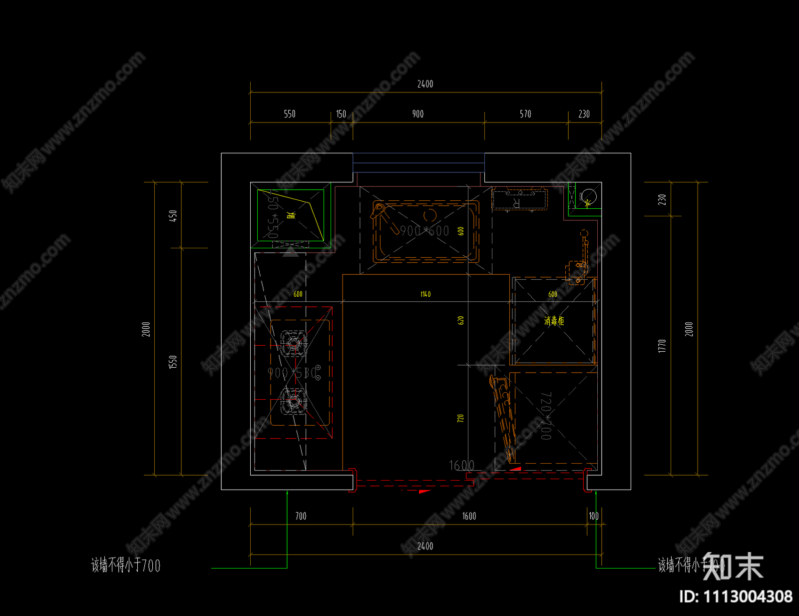 厨房空间模块图库CADcad施工图下载【ID:1113004308】