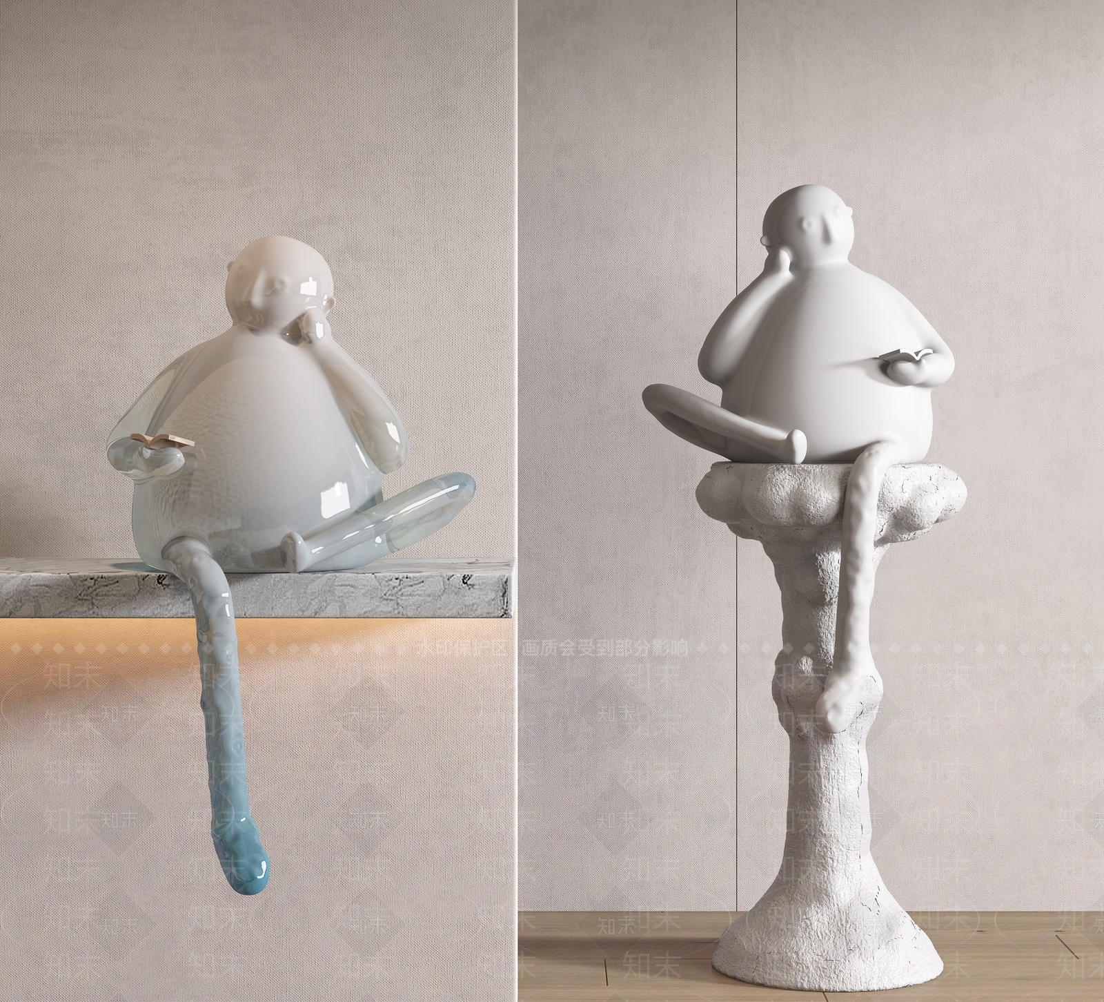 现代卡通人物室内雕塑装置3D模型下载【ID:1113004740】