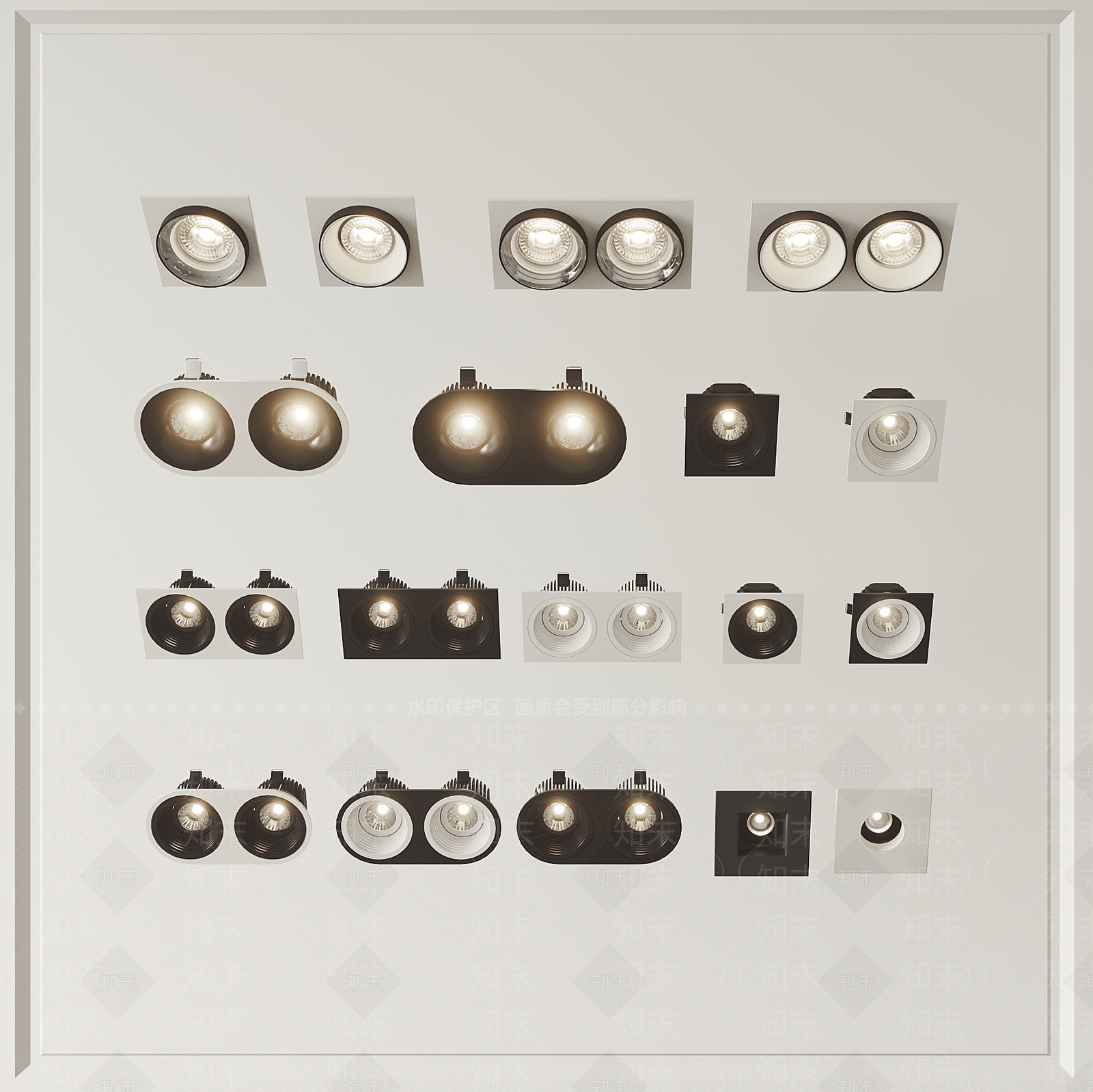 现代筒灯射灯3D模型下载【ID:1113005707】