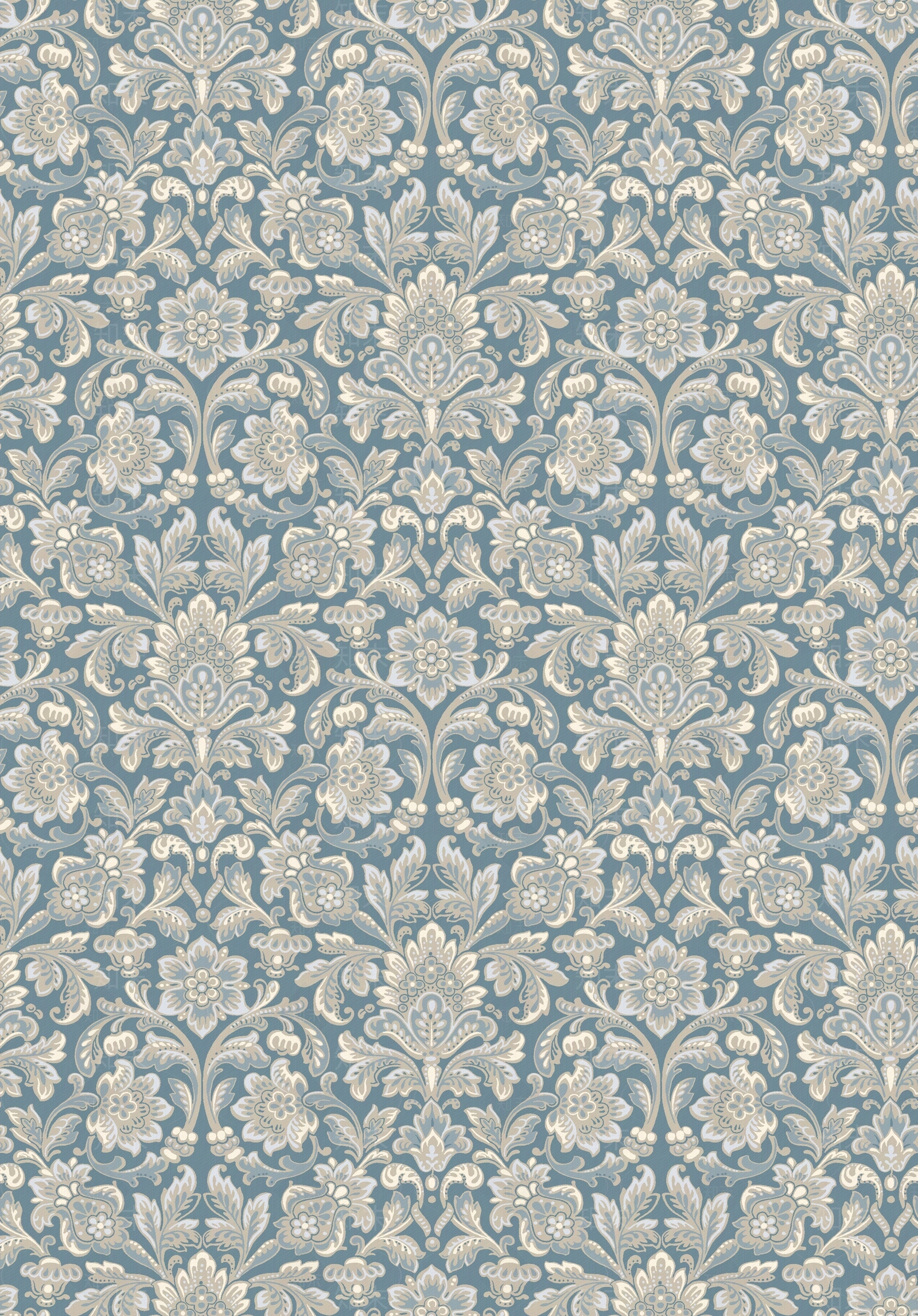 蓝色欧式印花壁布贴图下载【ID:1113010458】