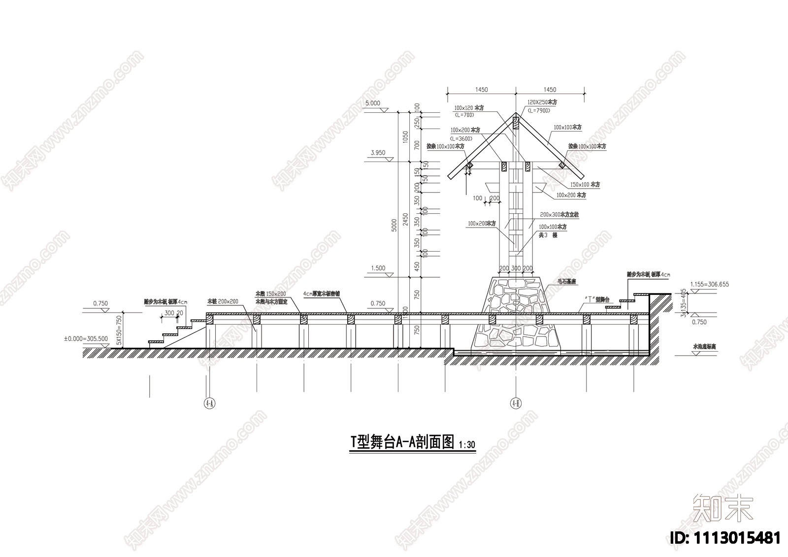 T型舞台详图施工图下载【ID:1113015481】