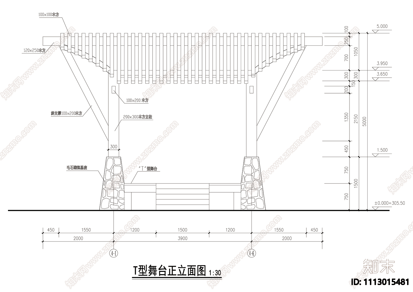 T型舞台详图施工图下载【ID:1113015481】