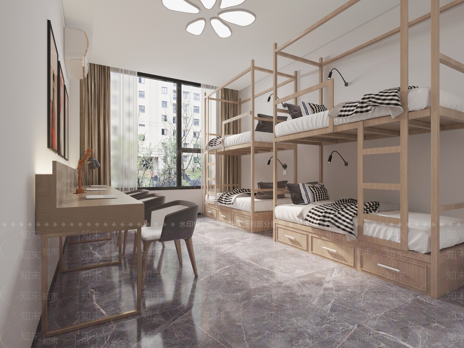 现代宿舍上下铺3D模型下载【ID:1113016870】