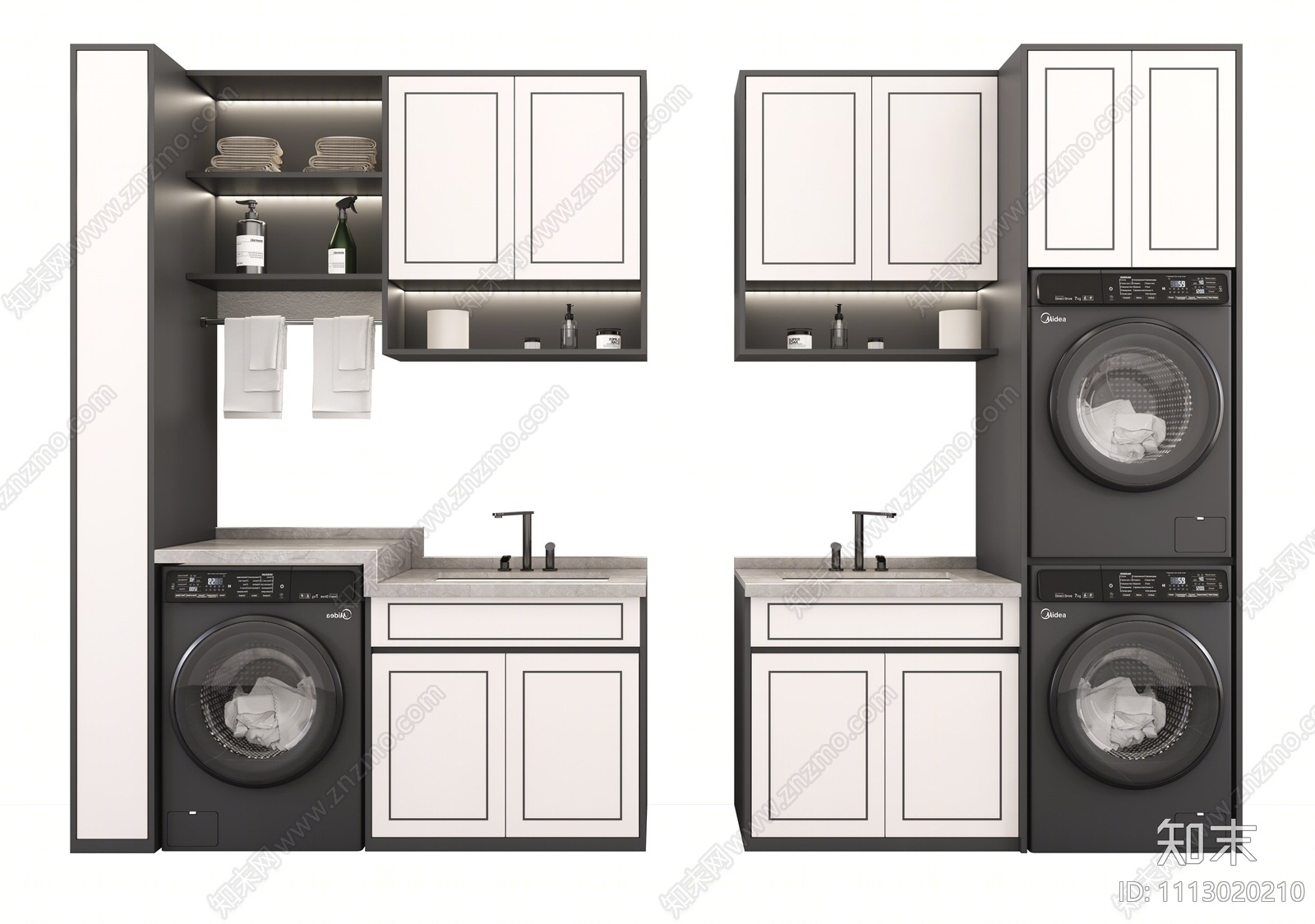 新中式洗衣机柜3D模型下载【ID:1113020210】