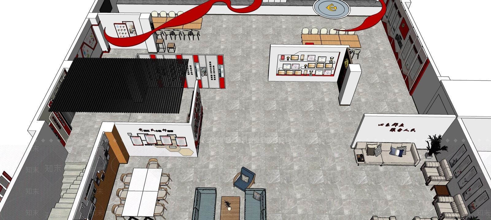 现代党建展厅SU模型下载【ID:1113026082】
