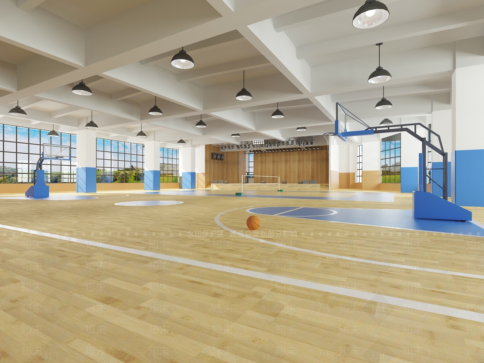 现代室内篮球场3D模型下载【ID:1113027997】