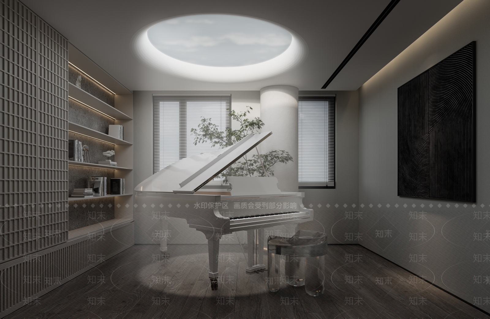 现代钢琴房3D模型下载【ID:1113034694】