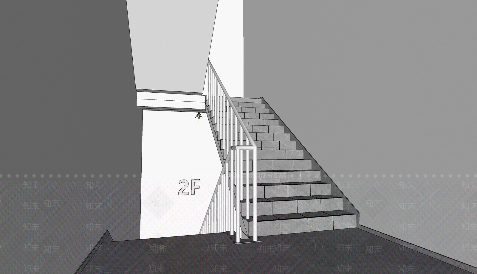 现代扶手楼梯SU模型下载【ID:1113038989】