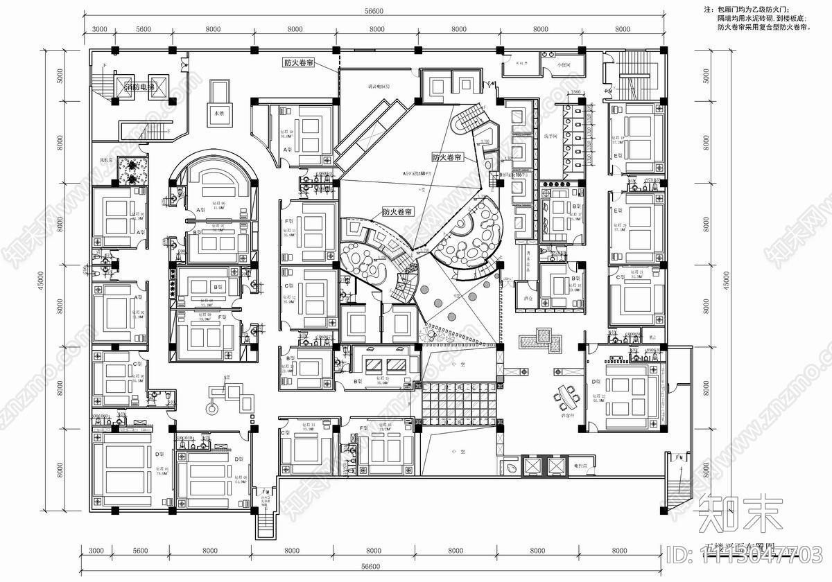 6500㎡KTV酒吧CAD施工图施工图下载【ID:1113047703】