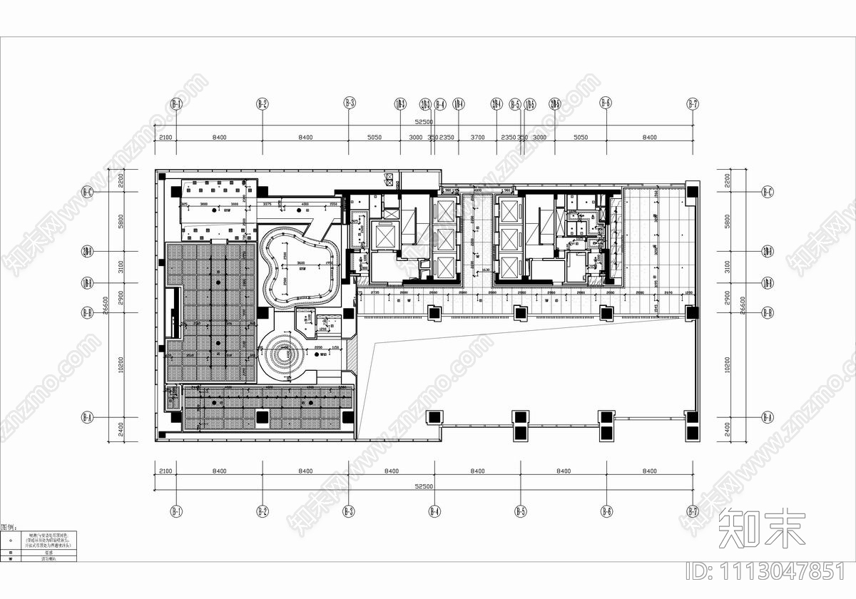 1300㎡办公楼大堂电梯厅CAD施工图cad施工图下载【ID:1113047851】