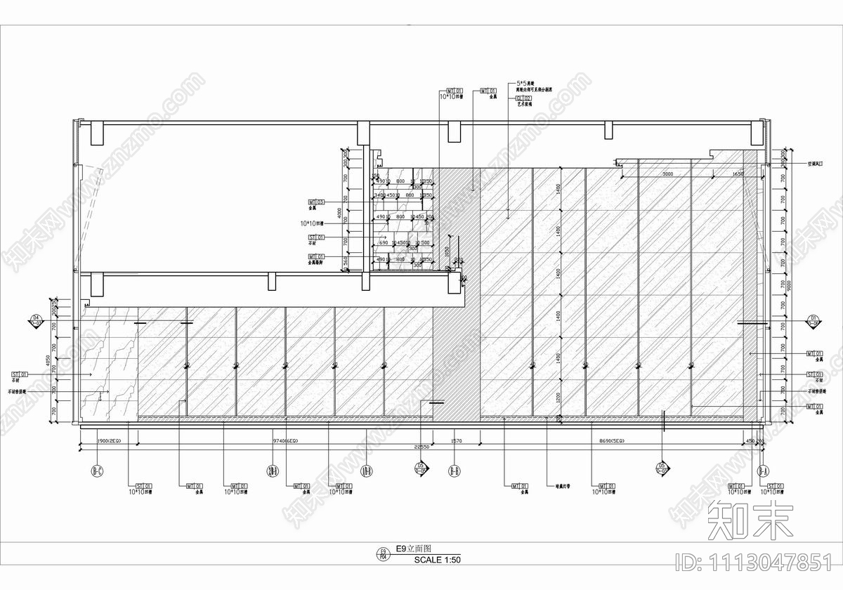 1300㎡办公楼大堂电梯厅CAD施工图cad施工图下载【ID:1113047851】